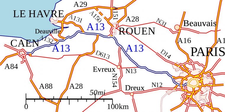 A13 Autoroute, L'autoroute De Normandie, France